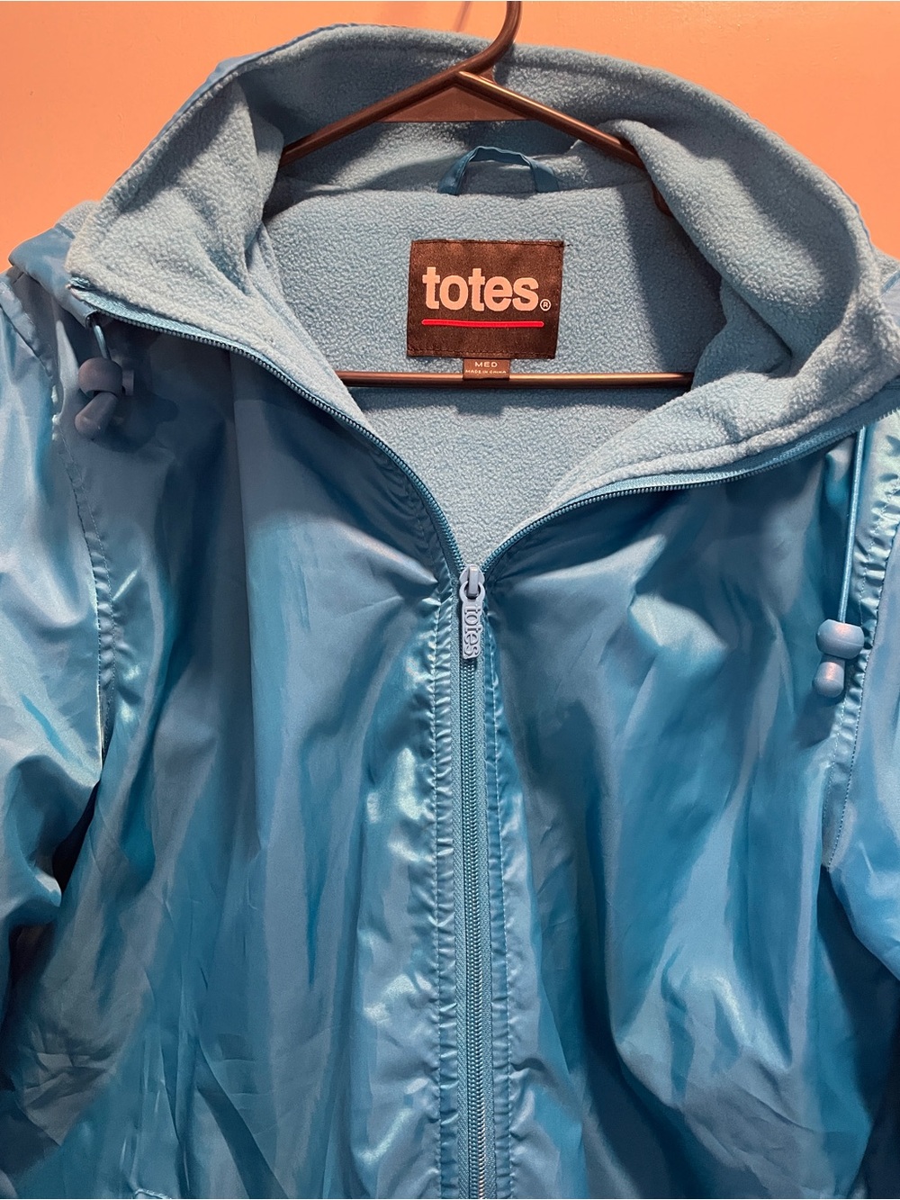 totes Light Blue Fleece-Lined Puffer Jacket size medium